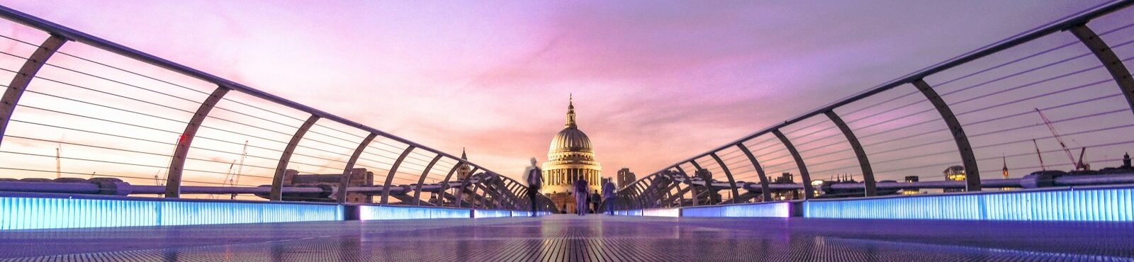 A view of St. Paul's Cathedral from the Millennium Bridge in London